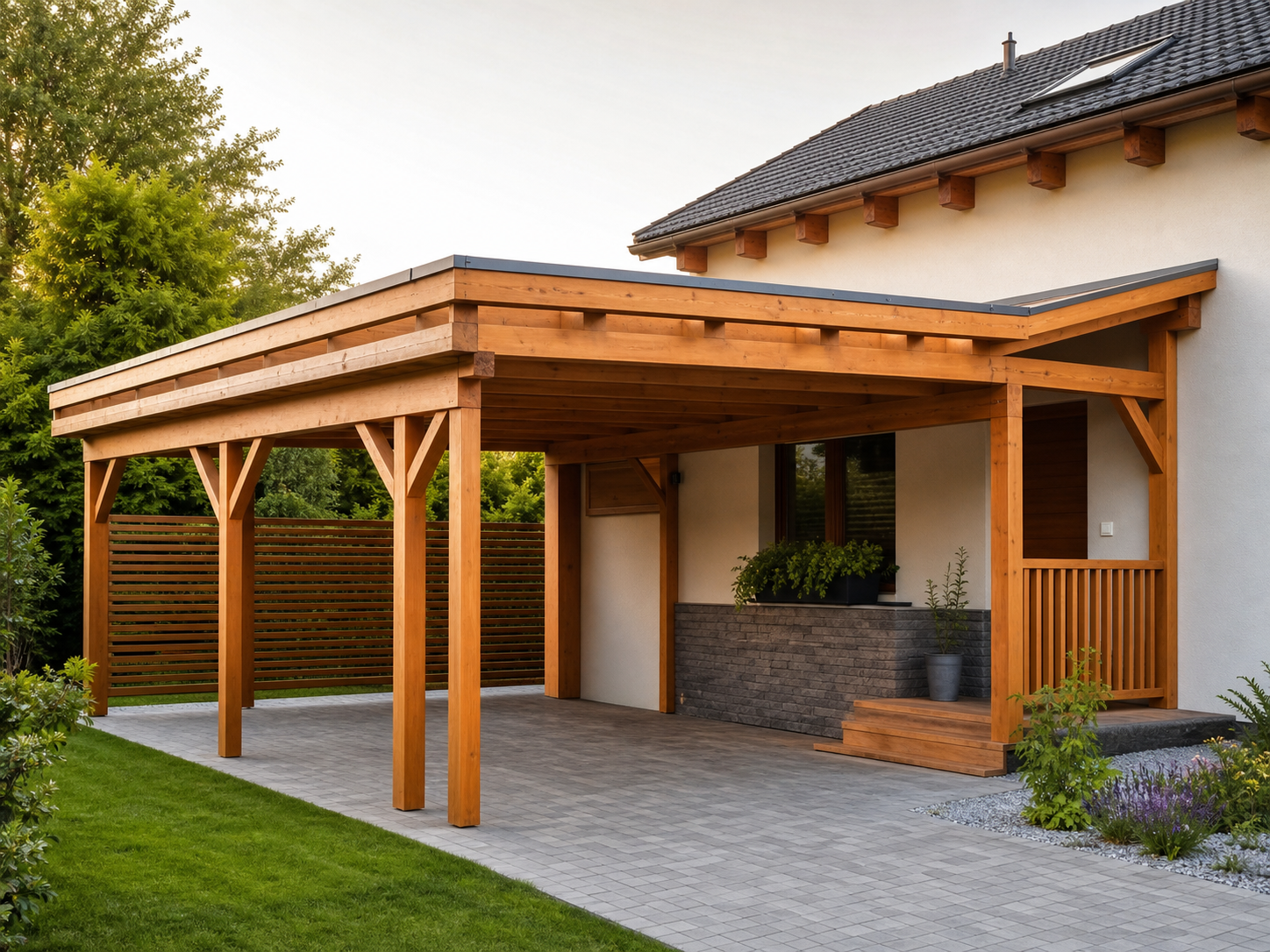 Pergoly Opava - pergola a carport u domu